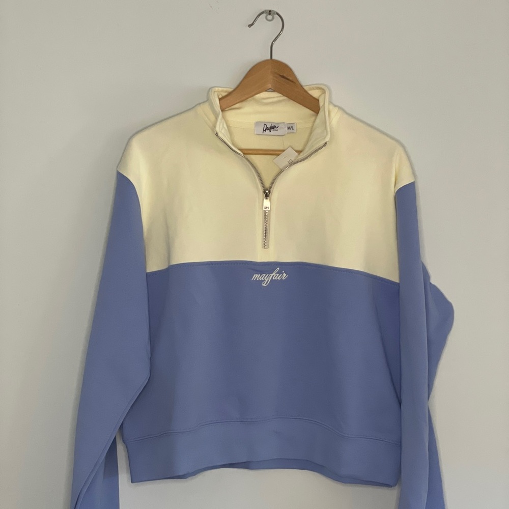 The Mayfair Group Check in on Someone Quarter Zip Sweatshirt NEW